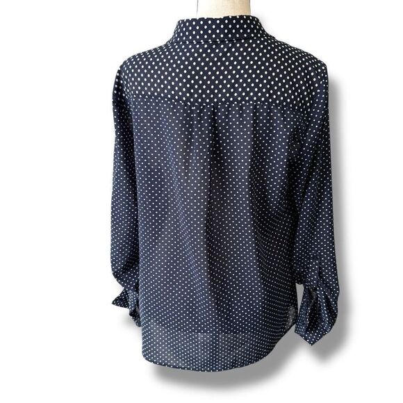 The Limited Polka Dot Long Sleeve Button Down Shirt Blue White Size Large - Picture 2 of 9